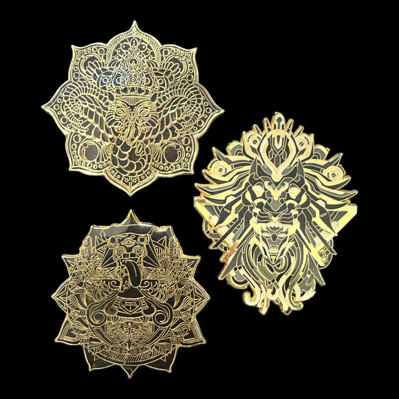 3 Limited Edition Black/Gold Pins